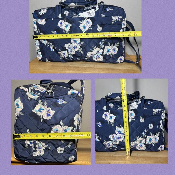 Vera Bradley Large Travel Duffel in Blooms and Branches Navy NWT Perf. Twill - Picture 4 of 10